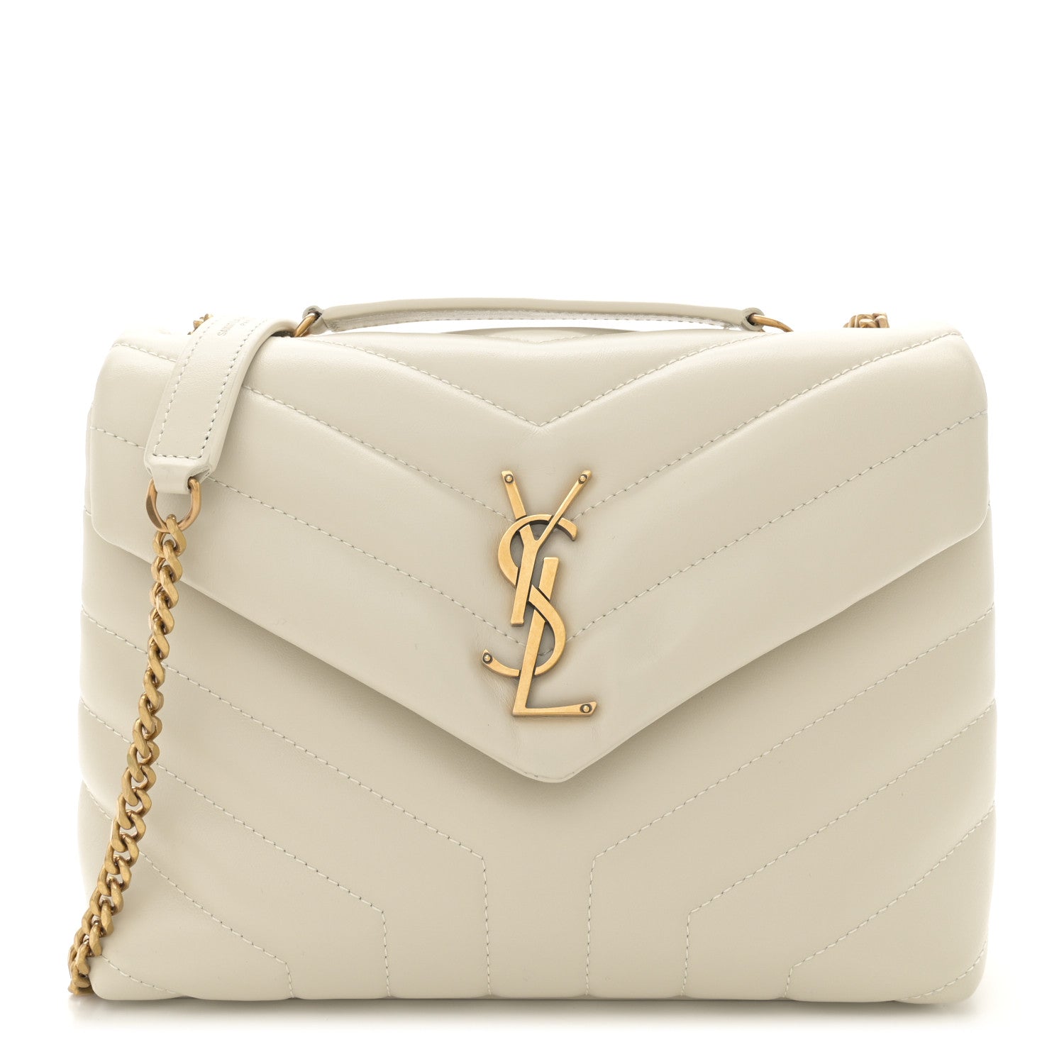 Saint Laurent Calfskin Y Quilted Monogram Small Loulou Chain Satchel Crema Soft 1 of 11