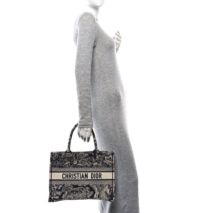 Christian Dior Canvas Embroidered Medium Dioriviera Toile De Jouy Reverse Book Tote Blue 2 of 11