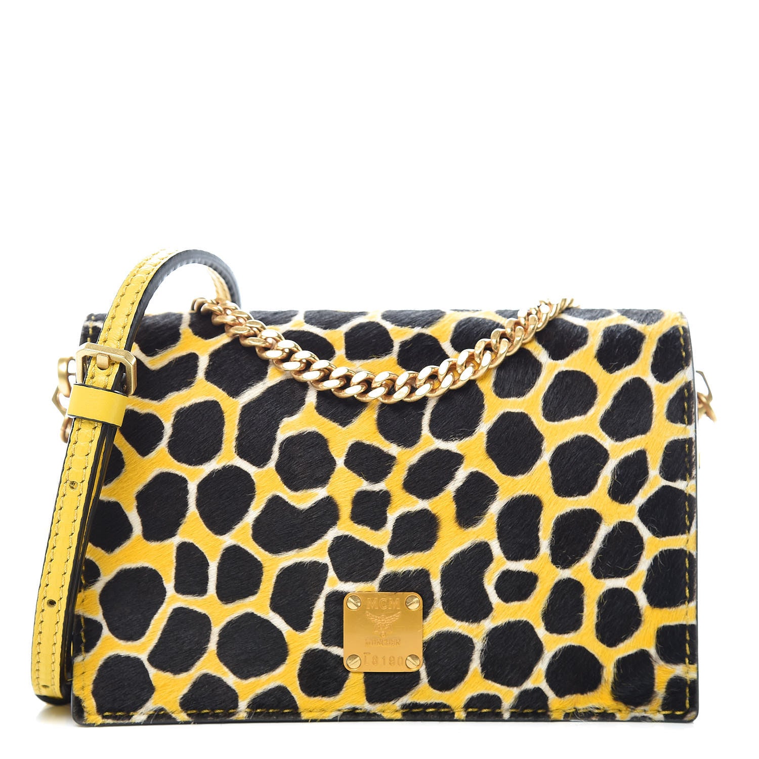 MCM Visetos Calf Hair Giraffe Print Cross Body Yellow 1 of 16