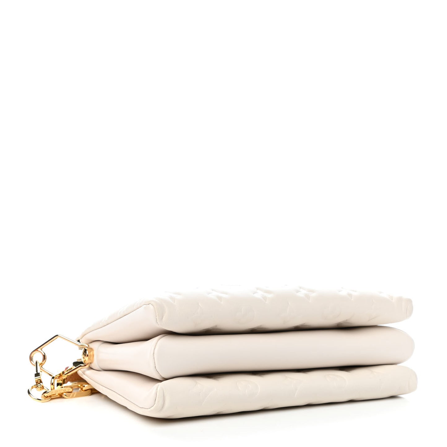 Lambskin Embossed Monogram Coussin PM Beige Cream