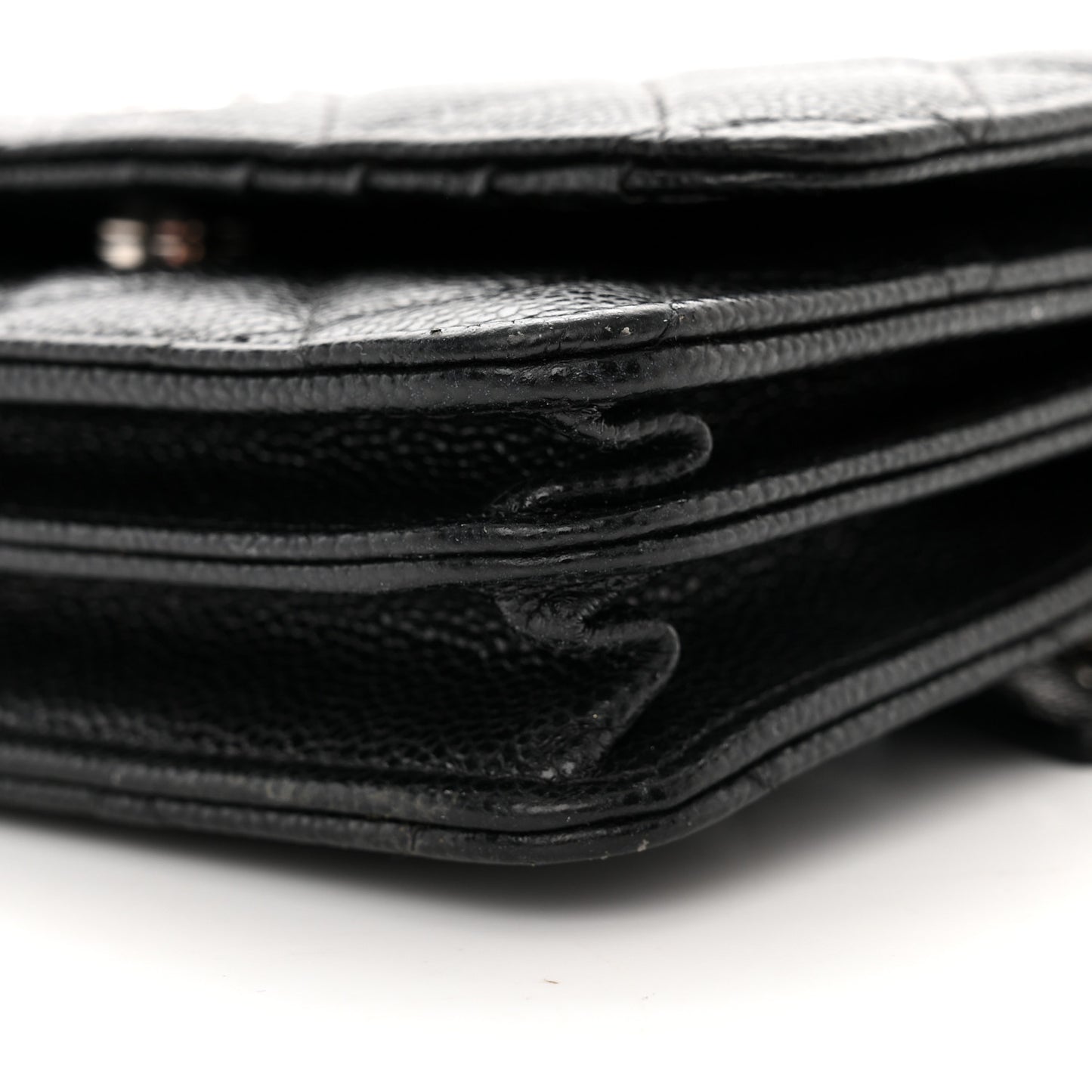 Caviar Quilted Mini Wallet On Chain WOC Black