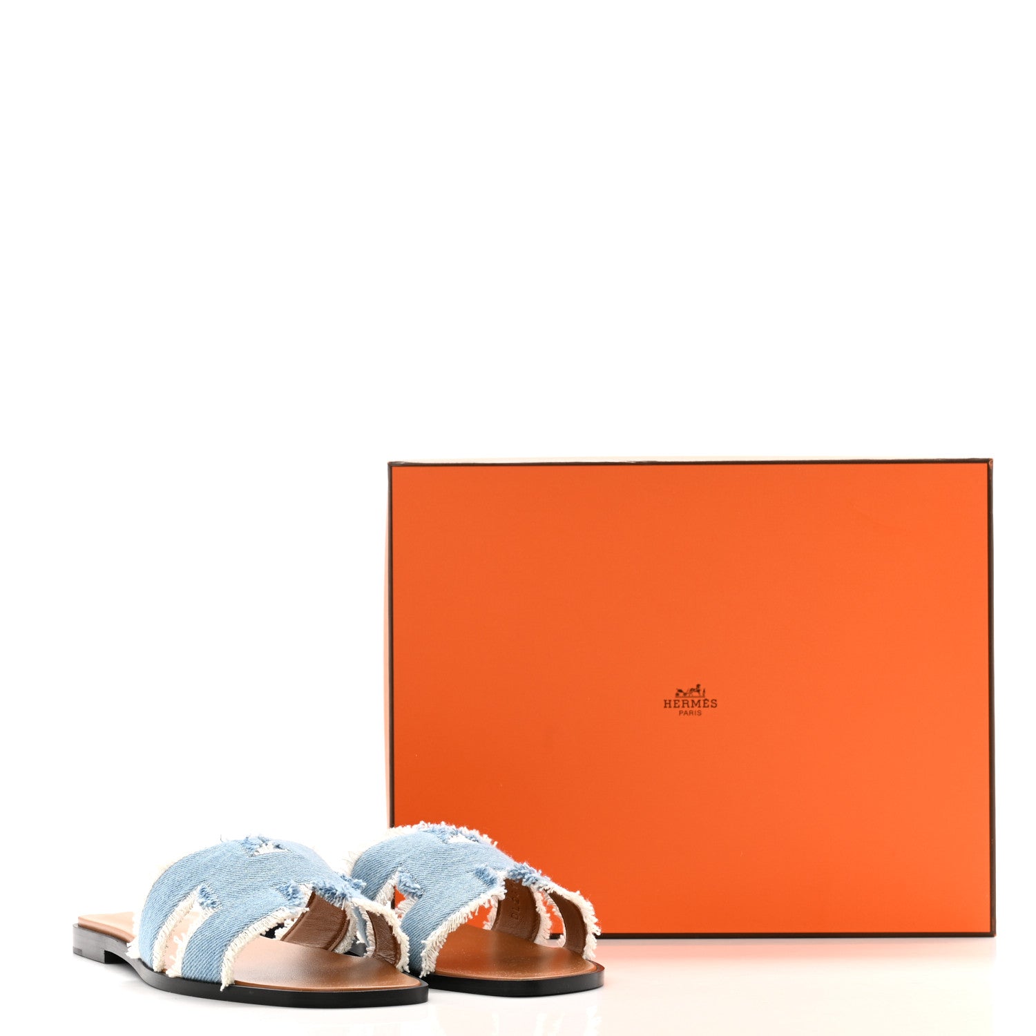 Hermes Denim Oran Fringe Sandals 39 Bleu Clair 10 of 10