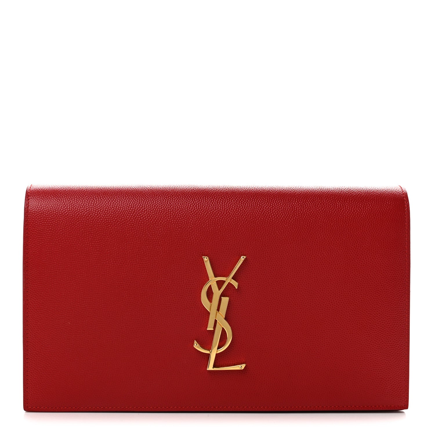 Saint Laurent Grain De Poudre Classic Monogram Cassandre Clutch New Red 1 of 7