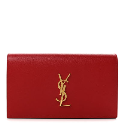 Saint Laurent Grain De Poudre Classic Monogram Cassandre Clutch New Red 1 of 7