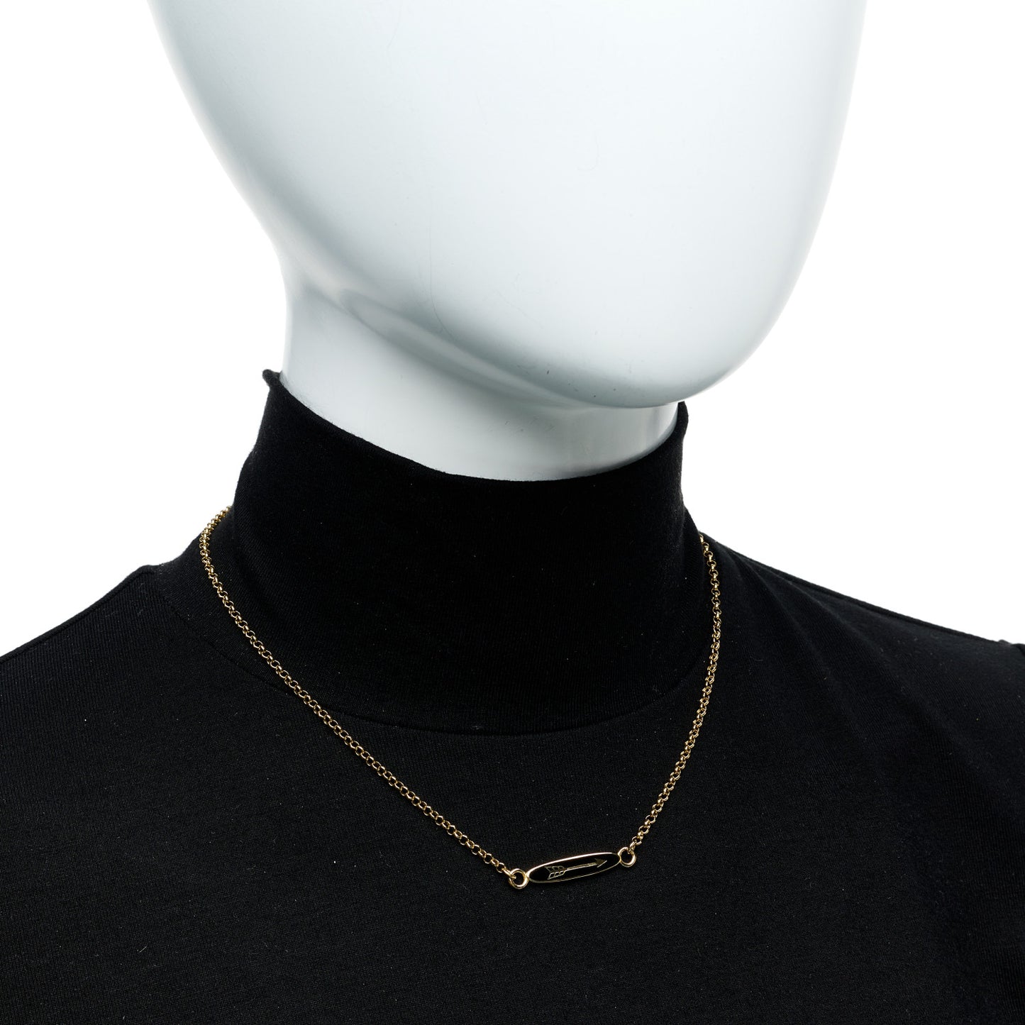 18K Yellow Gold Enamel Dream Sequence Pendant Necklace Black