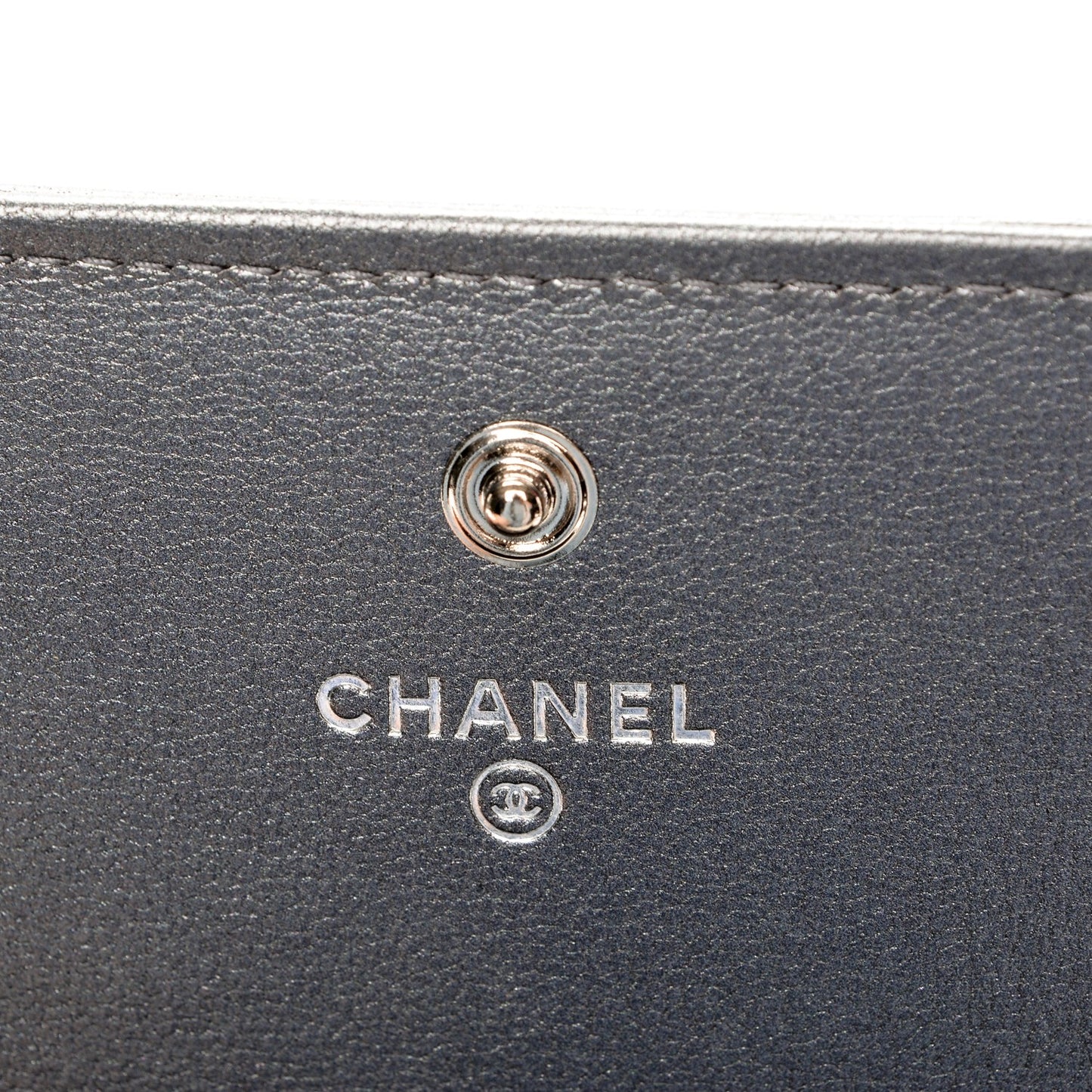 Calfskin Quilted Large Diamond CC Flap Wallet Dark Silver