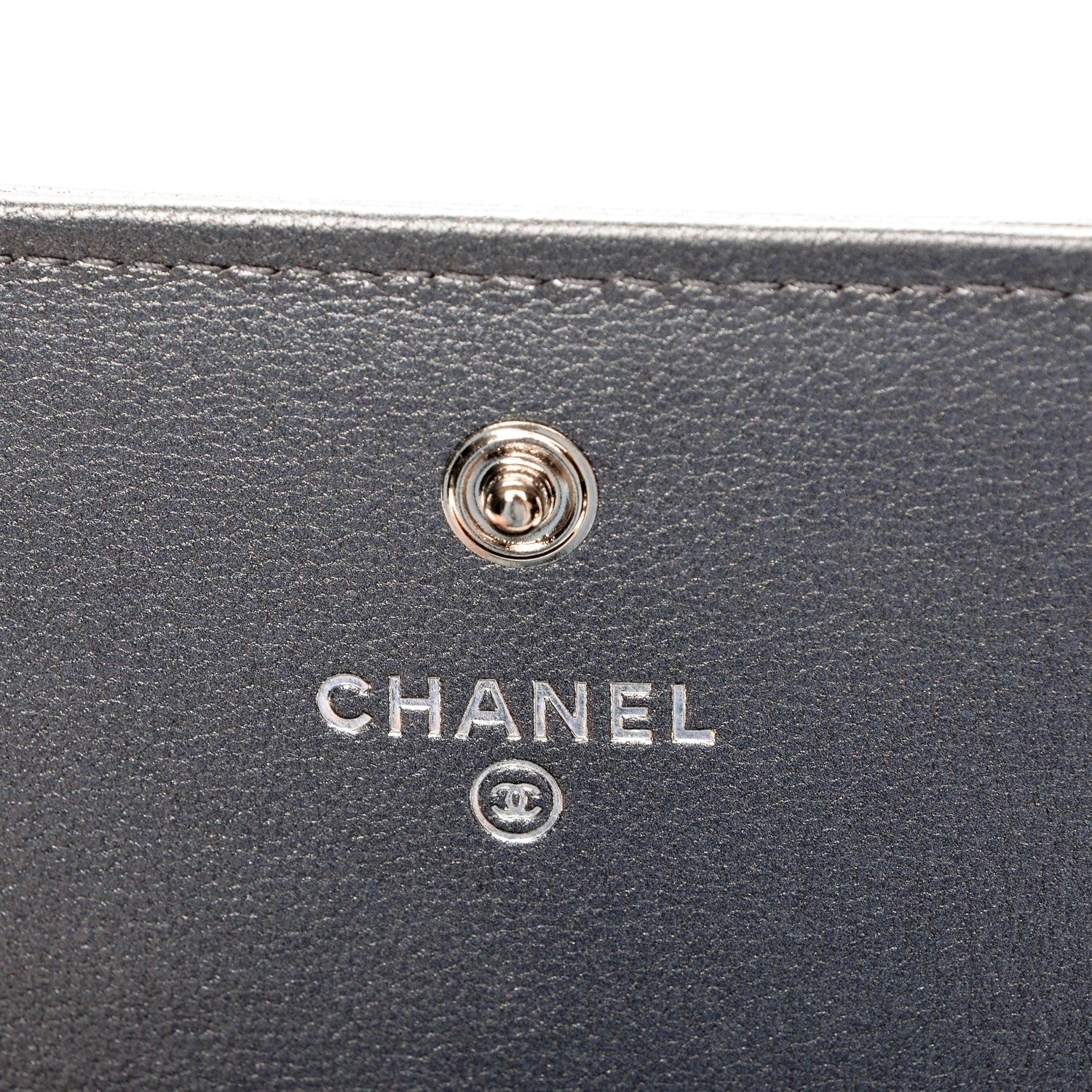 Chanel Calfskin Quilted Large Diamond CC Flap Wallet Dark Silver 6 of 8