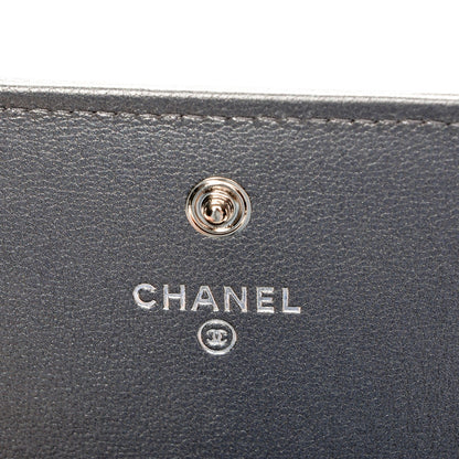 Chanel Calfskin Quilted Large Diamond CC Flap Wallet Dark Silver 6 of 8