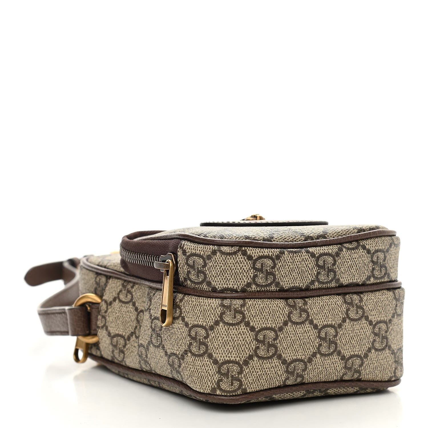 Gucci GG Supreme Monogram Mini Neo Vintage Double Zip Messenger Bag Beige New Acero Crop 4 of 11