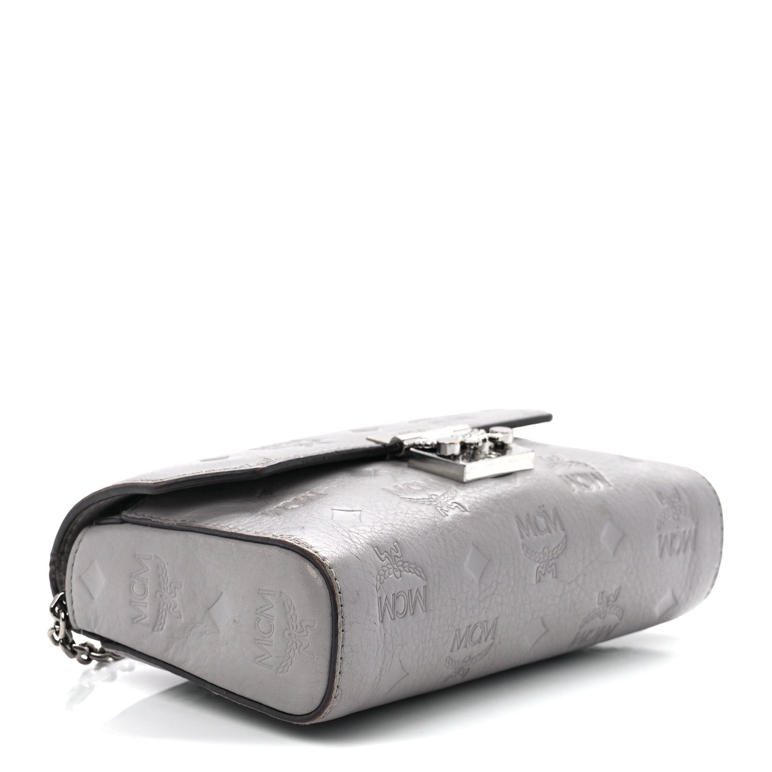 MCM Calfskin Ottomar Wallet On Chain Grey 3 of 9