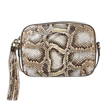 Gucci Python Small Soho Disco Bag Off White Nut Brown Beige 1 of 7