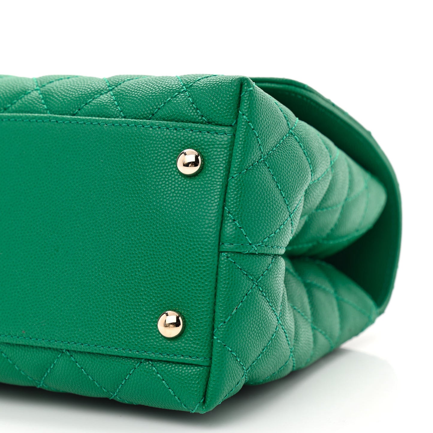 Caviar Quilted Small Coco Handle Flap Green