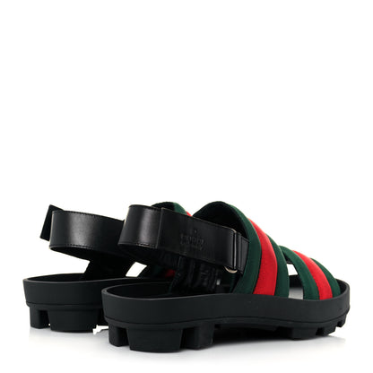 Gucci Nylon Cirano Lux Web Mens Cleat Sole Slingback Sandals 6.5 Green Red Black 4 of 9