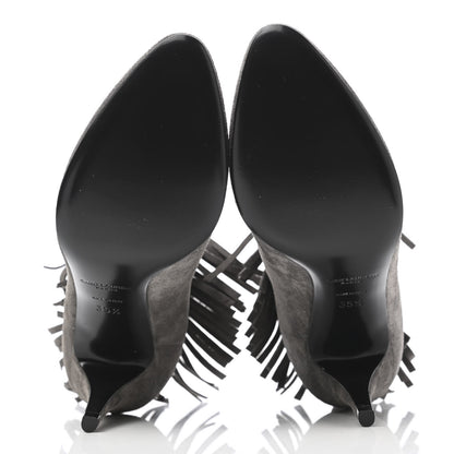 Saint Laurent Suede Fringe Anita 85mm Ankle Boots 35.5 Dark Grey 5 of 11