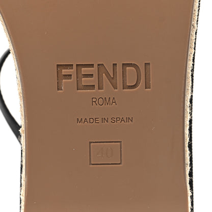Fendi Nappa FF Embossed Espadrille Platform Sandals 40 Black 7 of 9
