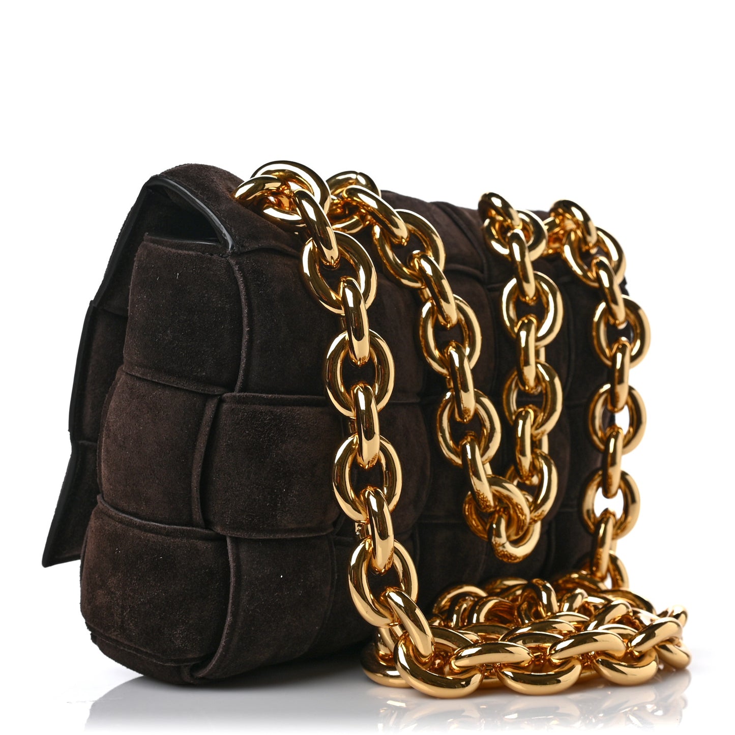 Suede Maxi Intrecciato Padded Chain Cassette Crossbody Bag Fondant