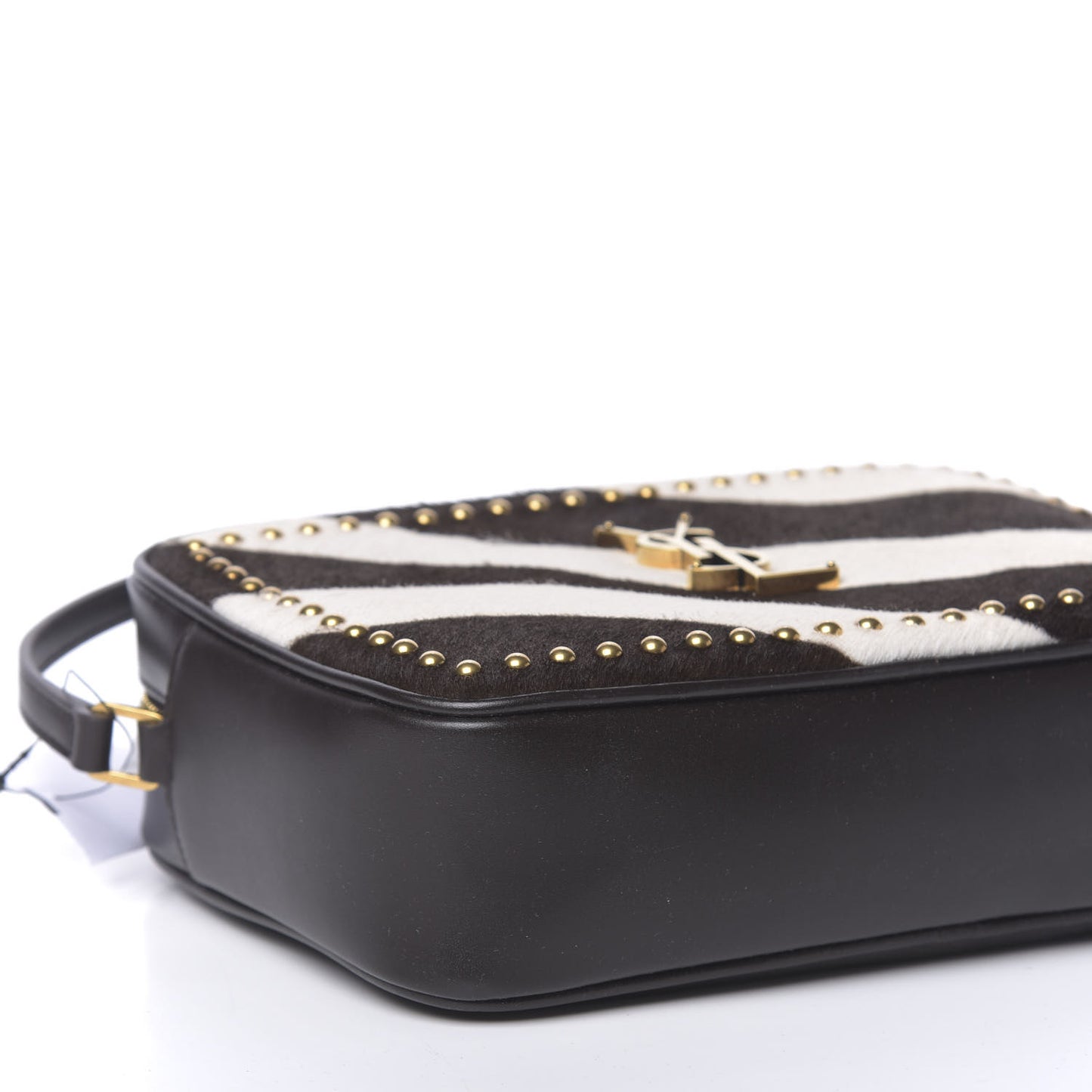 Pony Hair Calfskin Studded Monogram Lou Camera Bag Dusty White Brown