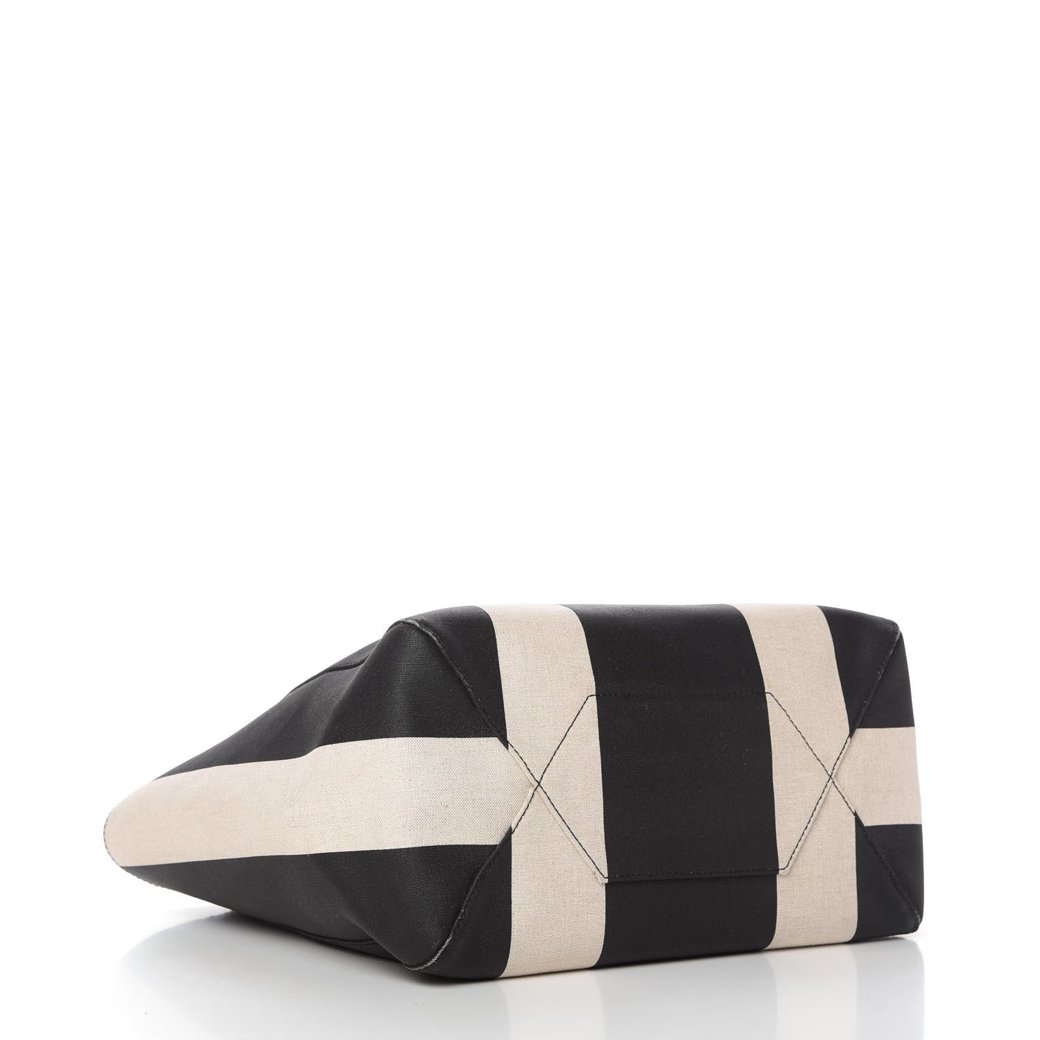 MCM Canvas Stripe Ilse East West Shopper Tote Black White 4 of 9