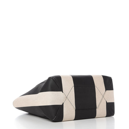 MCM Canvas Stripe Ilse East West Shopper Tote Black White 4 of 9