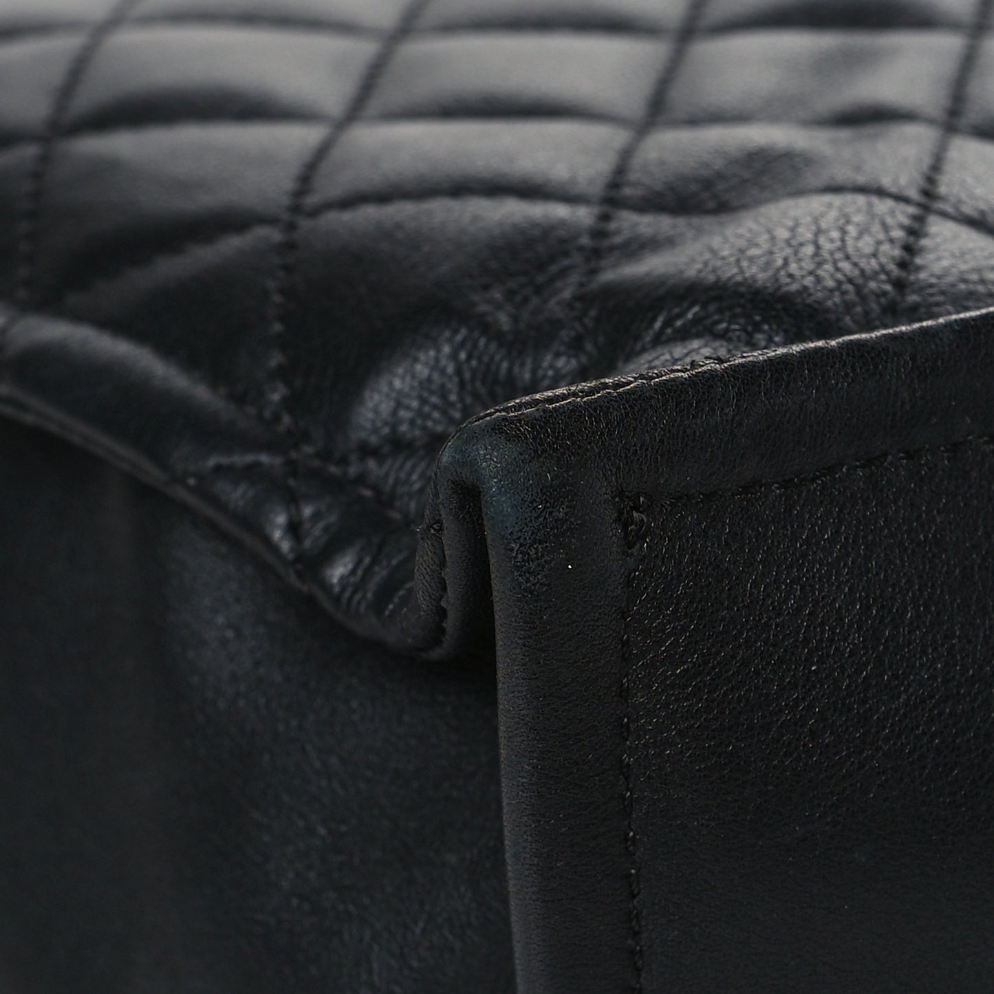 Calfskin Quilted Large Boy Tote Black