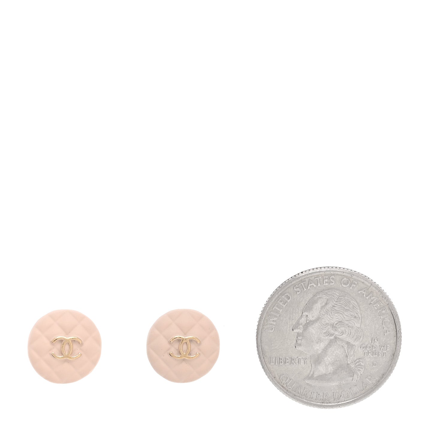Enamel Quilted CC Earrings Pink Gold