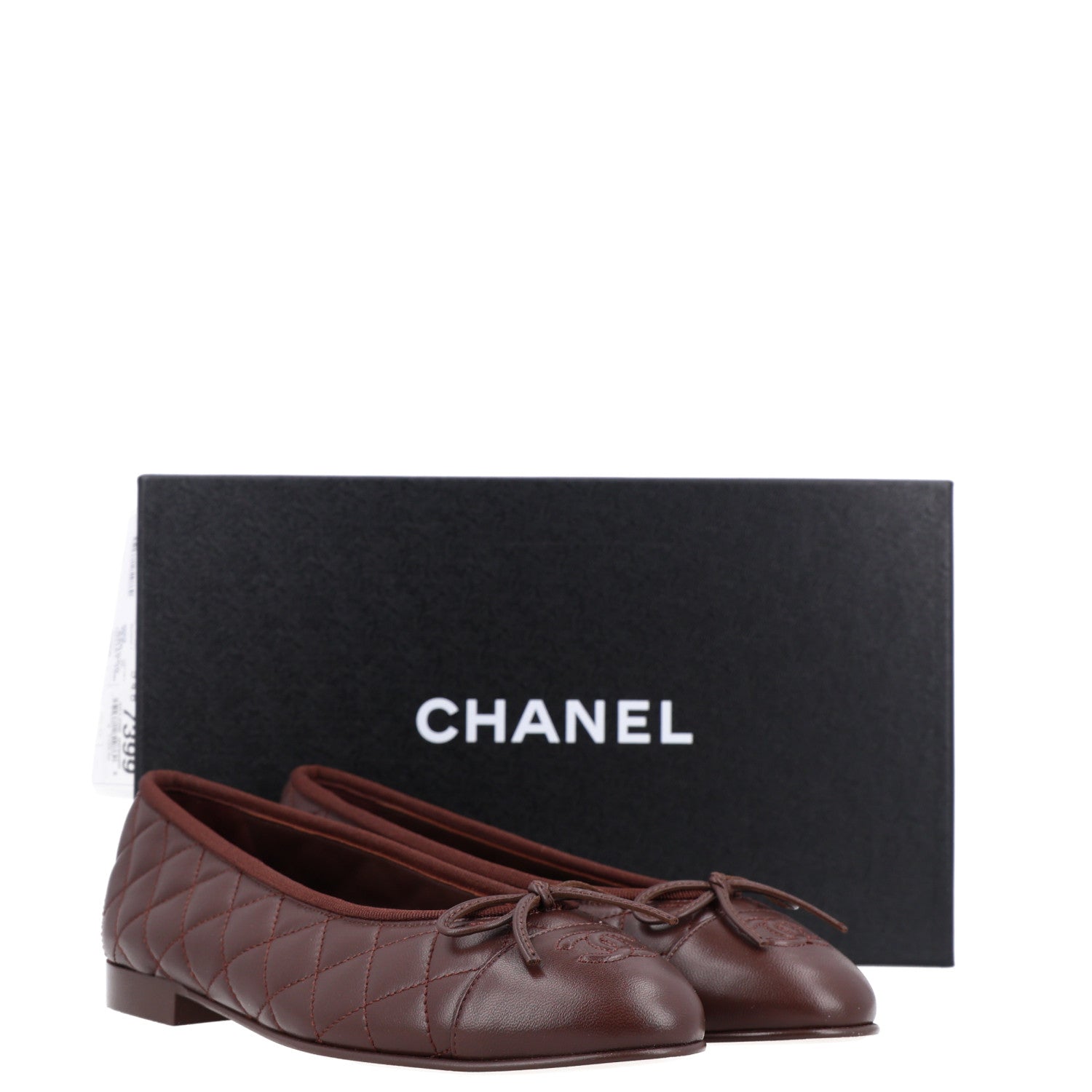 Chanel Lambskin Quilted CC Cap Toe Ballerina Flats 39 Brown 10 of 10