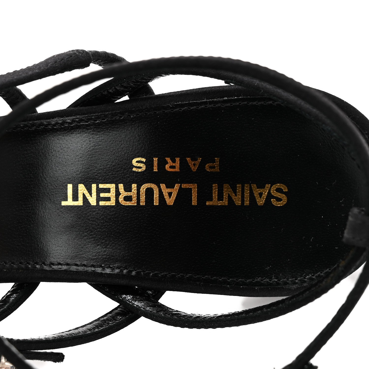 Saint Laurent Crepe Satin Crystal Jerry 110 Sandals 37.5 Black 8 of 8