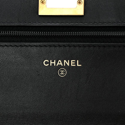 Chanel Aged Calfskin Quilted Lucky Charms 2.55 Reissue Wallet On Chain WOC Black 6 of 15