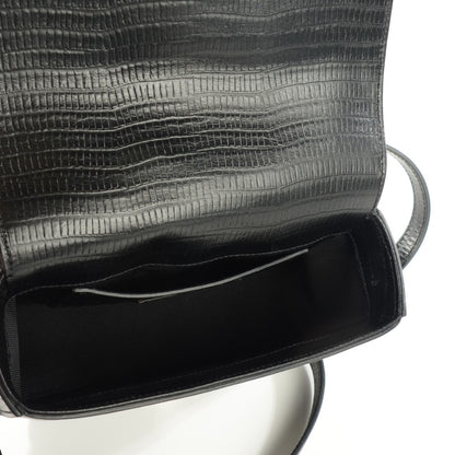 Saint Laurent Lizard Calfskin Embossed Classic Small Monogram Universite Bag Black 9 of 9