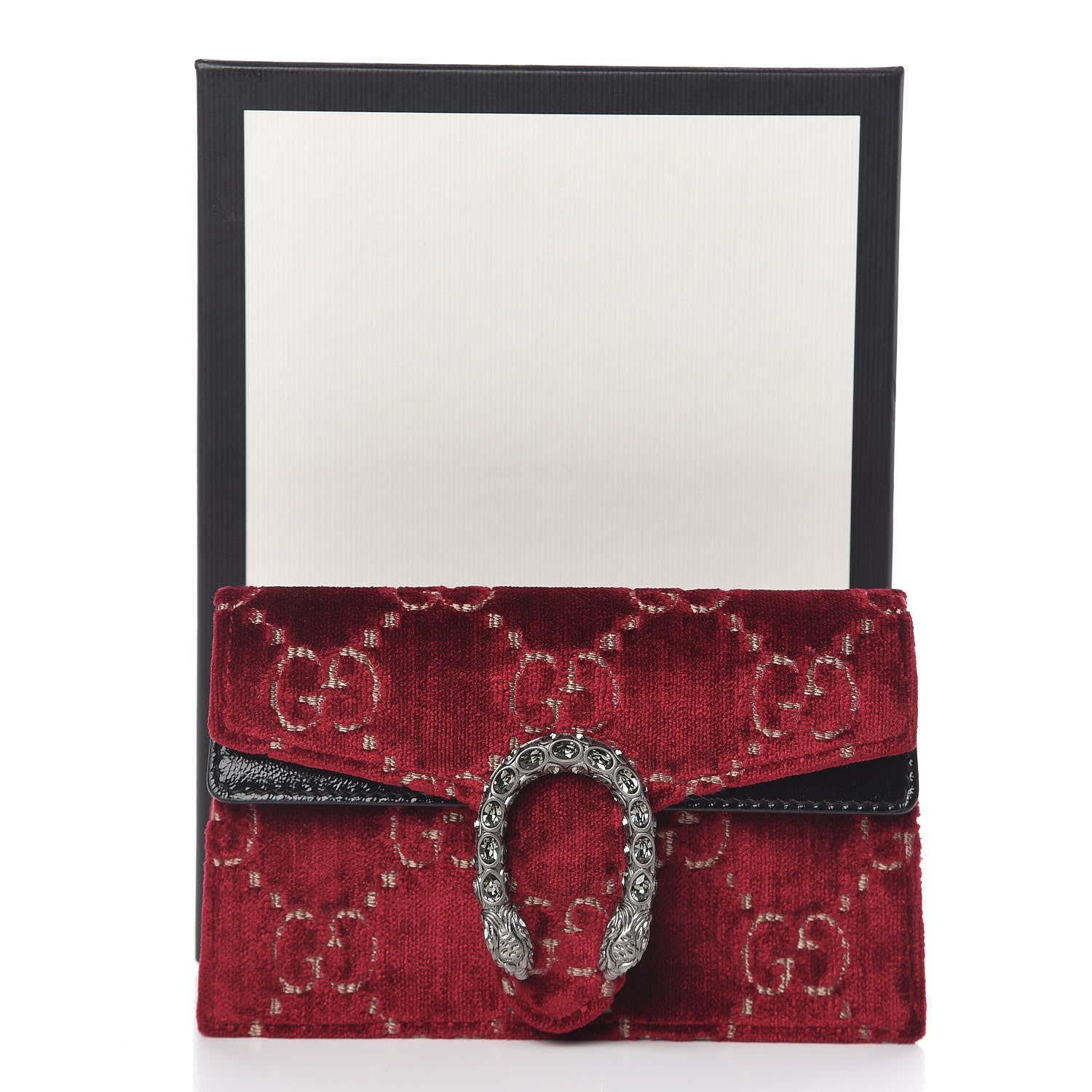 Gucci Velvet GG Monogram Super Mini Dionysus Shoulder Bag Red Cipria Black 10 of 10