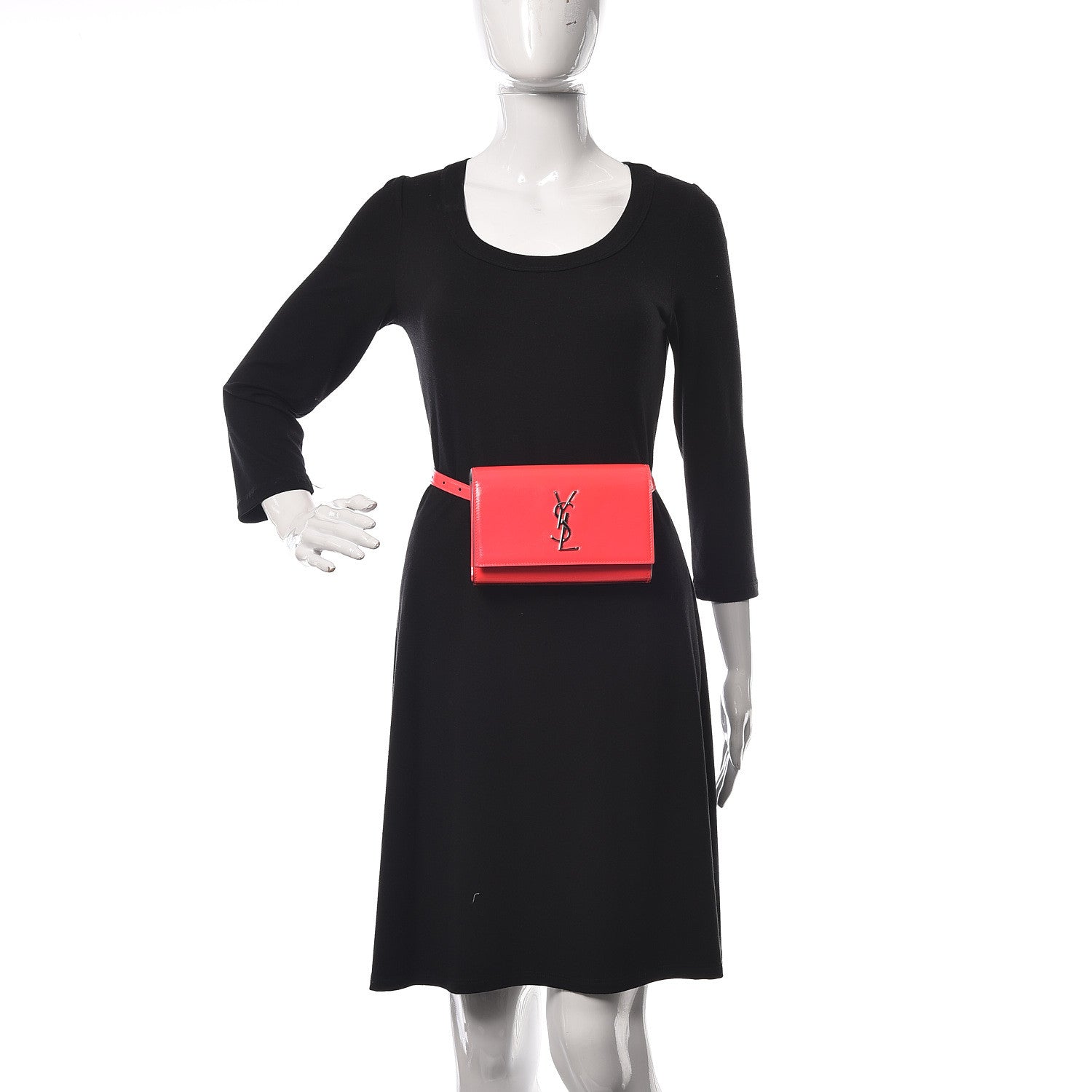 Saint Laurent Grain De Poudre Monogram Kate Belt Bag Neon Pink 2 of 12