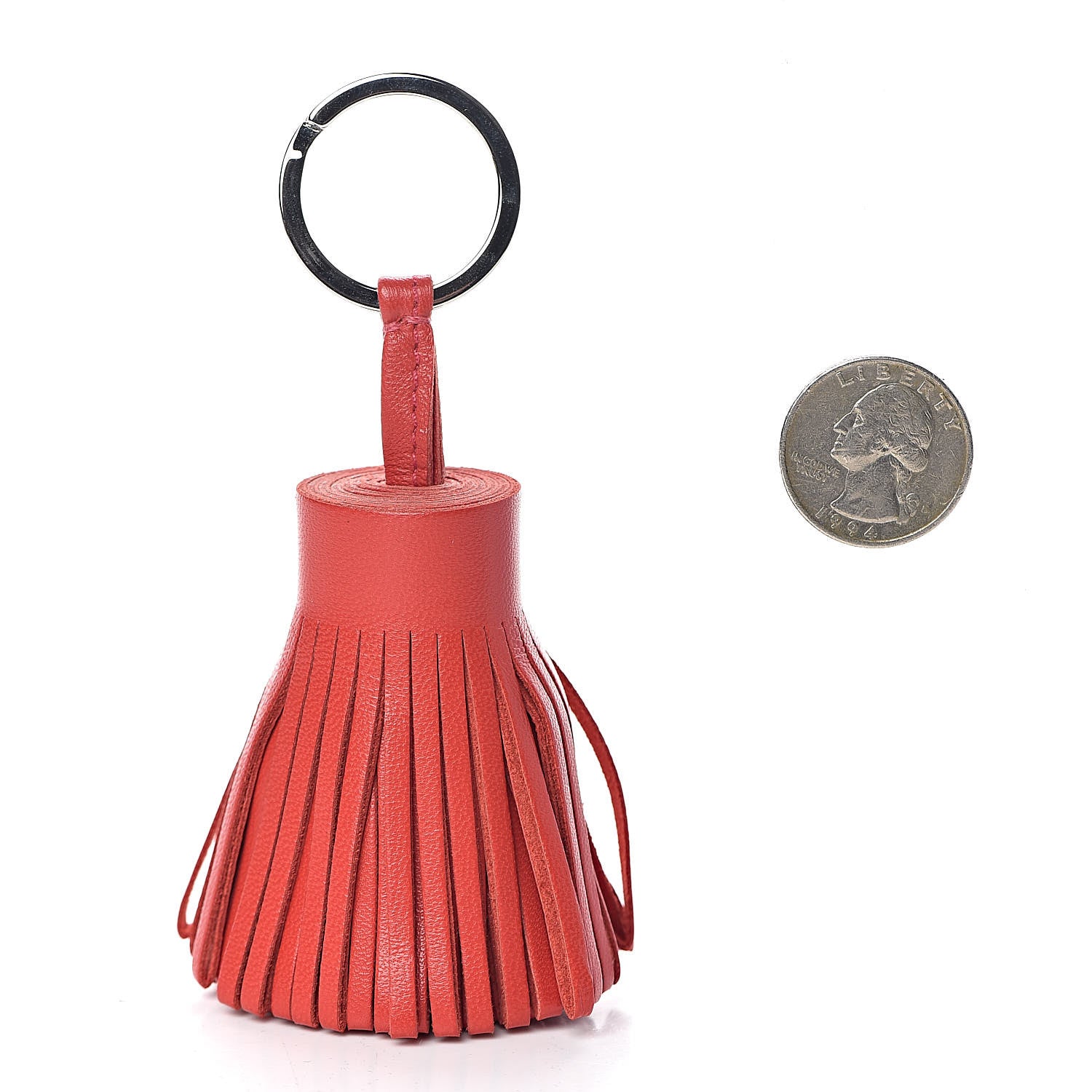 Hermes Lambskin Carmen Tassel Key Holder Rouge Indienne 2 of 3