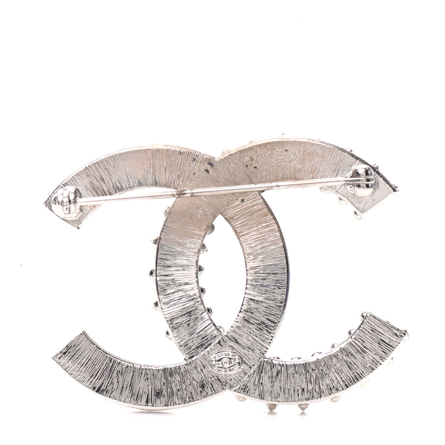Chanel Crystal CC Brooch Silver 3 of 5