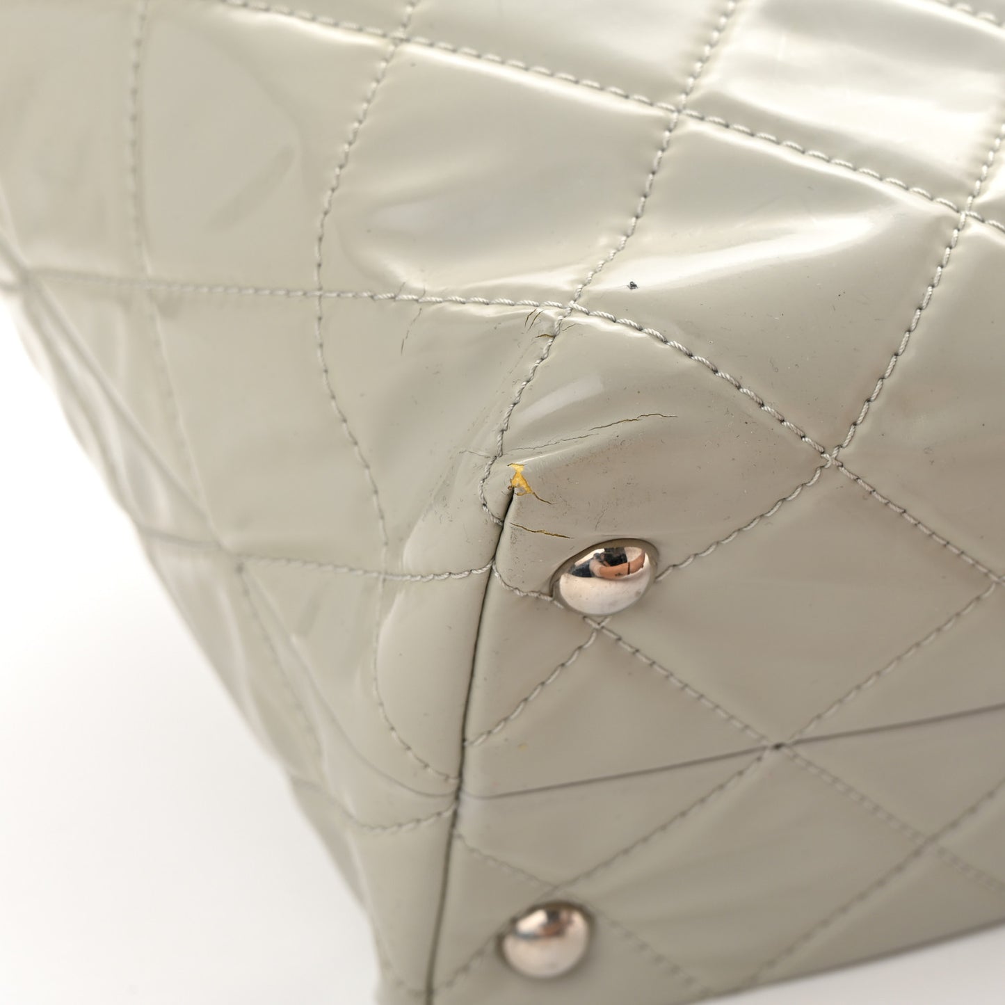 Vinyl Quilted Large In The Business Tote Light Grey