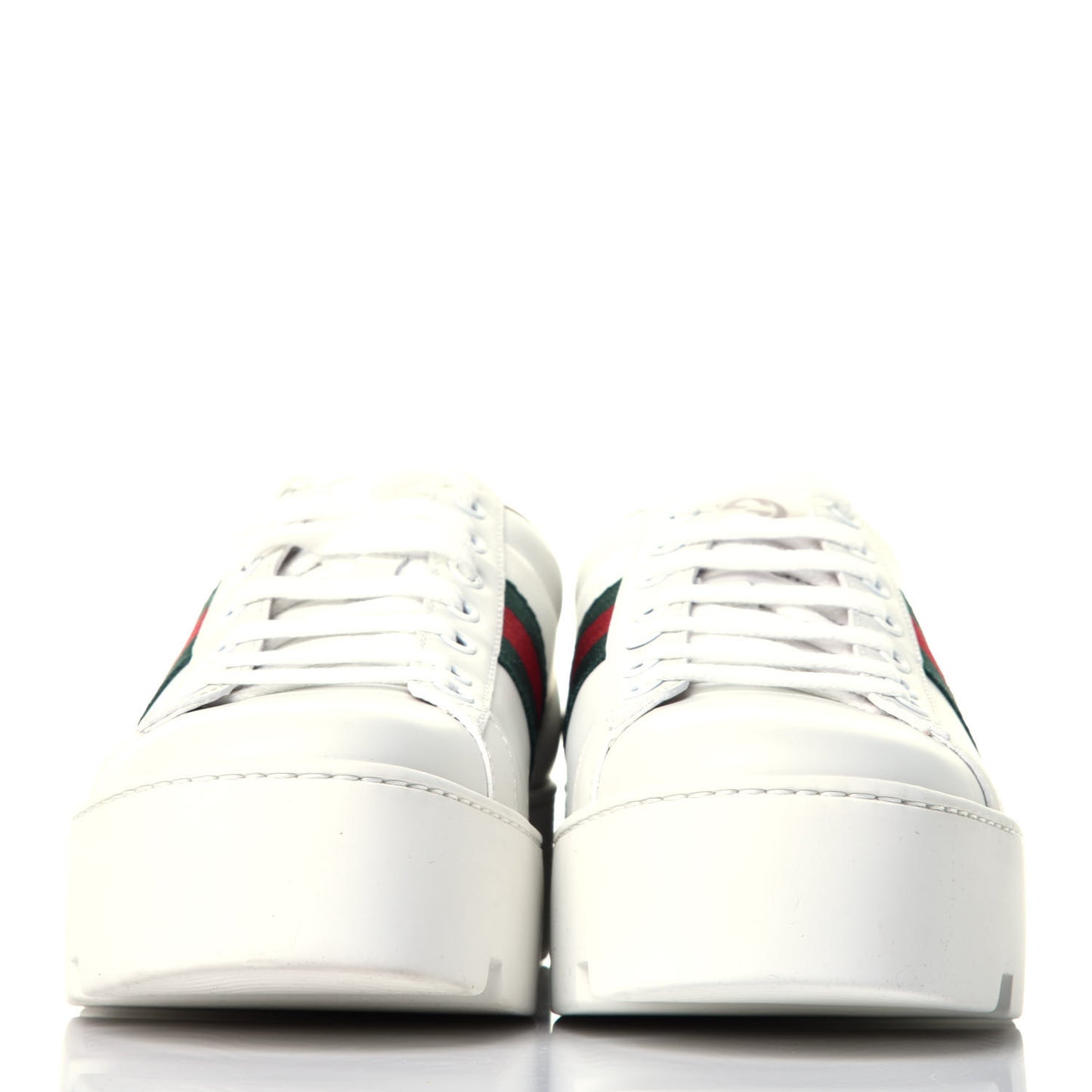 Calfskin Web Bee Embroidered Womens Ace Platform Sneakers 39 White