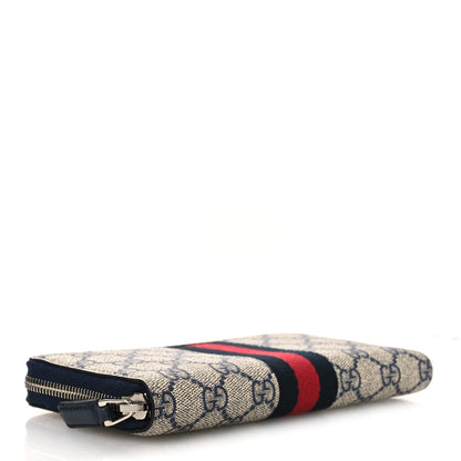 Gucci GG Supreme Monogram Web Zip Around Wallet Beige Blue 4 of 8