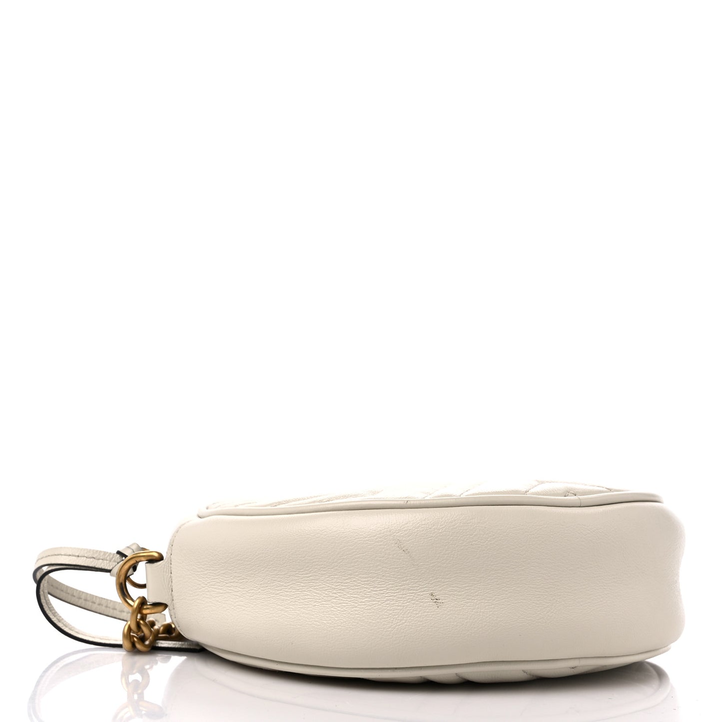 Calfskin Matelasse Mini GG Marmont Round Shoulder Bag White
