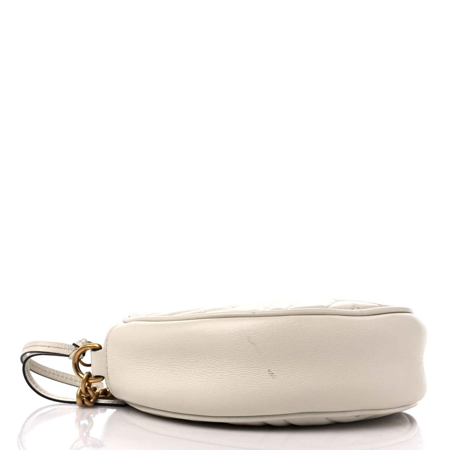 Gucci Calfskin Matelasse Mini GG Marmont Round Shoulder Bag White 4 of 13