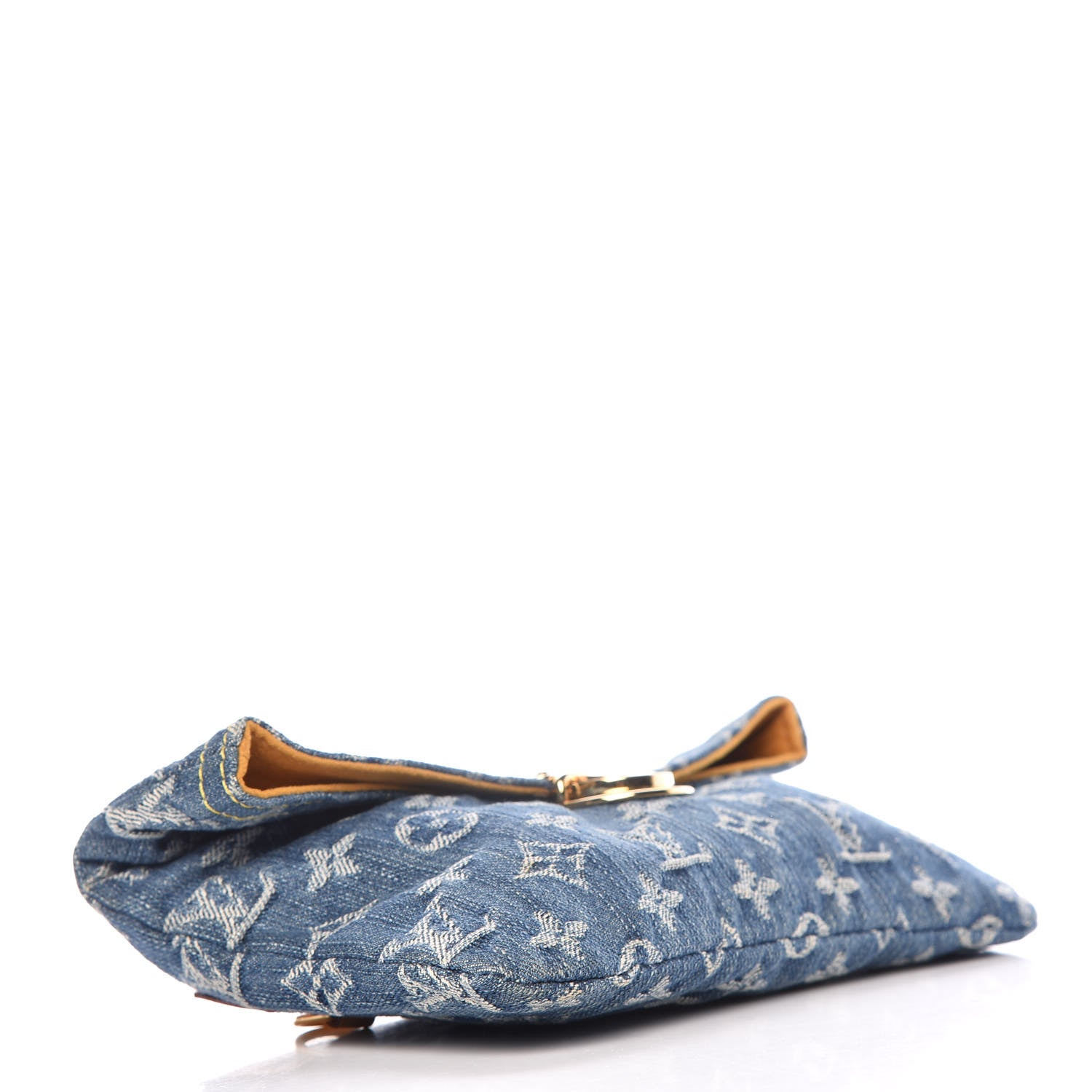 Louis Vuitton Monogram Denim Pochette Plat Clutch Blue 4 of 6