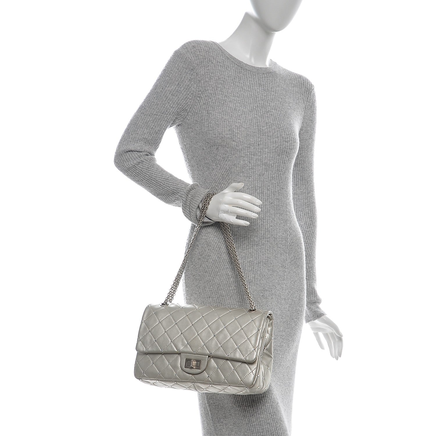 Chanel Metallic Lambskin Crystal 2.55 Reissue 227 Flap Pale Gold 2 of 10