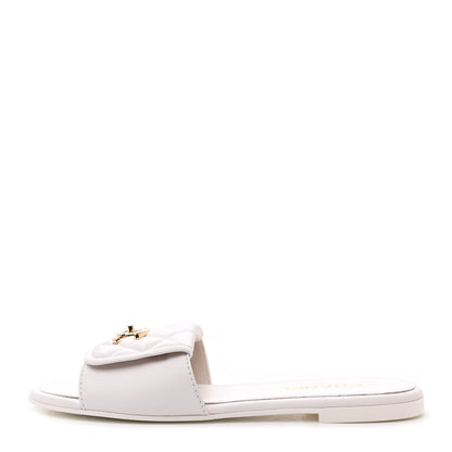 Chanel Lambskin Quilted Turnlock Flat Mules 41 White 1 of 10