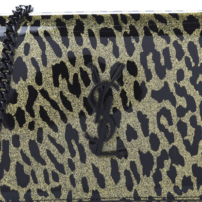 Saint Laurent Patent Leopard Print Monogram Chain Wallet Leopard Black Gold 9 of 9