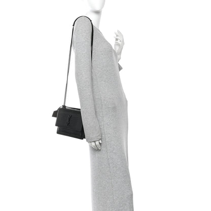Saint Laurent Calfskin Crocodile Embossed Medium Monochrome Monogram Sunset Black 2 of 11