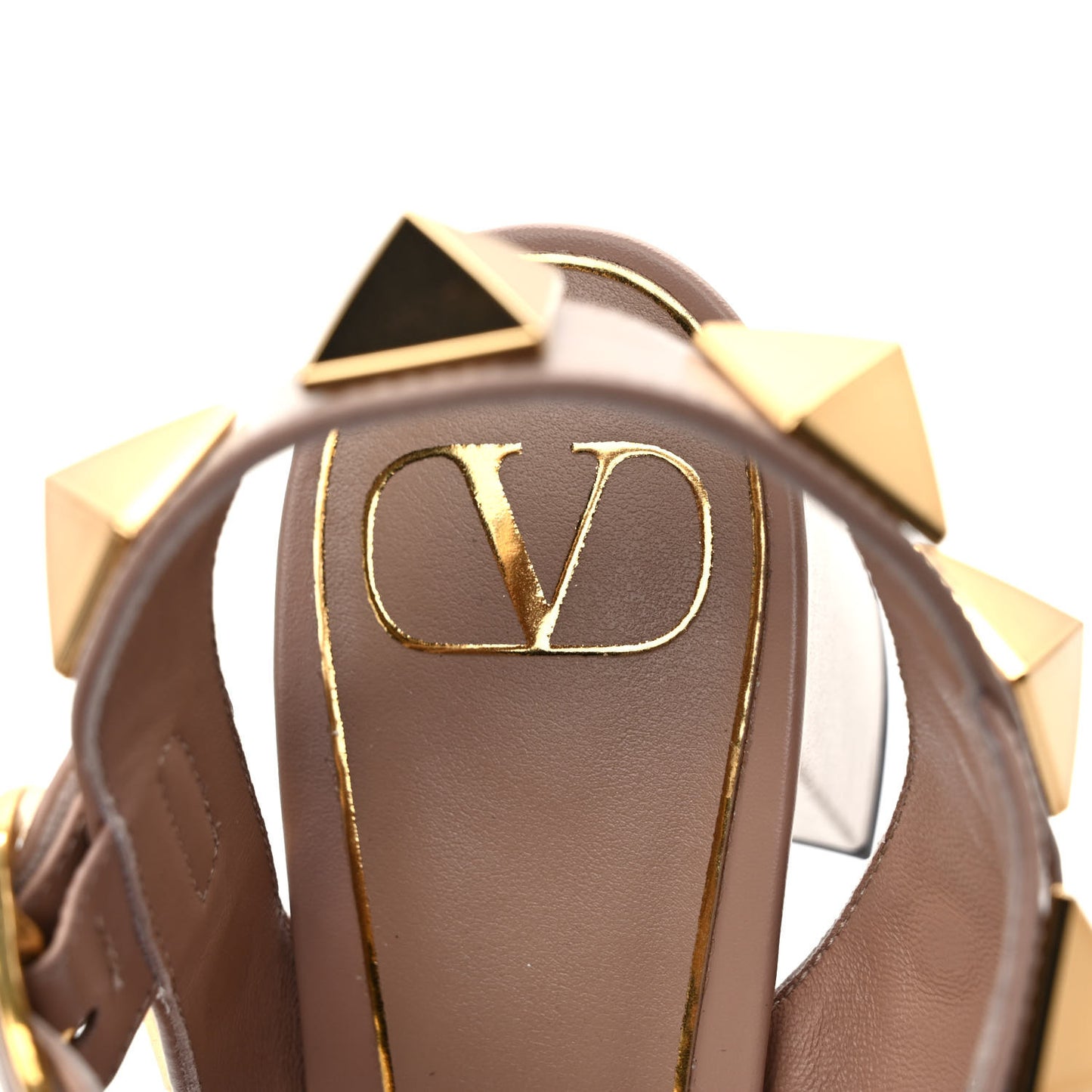 Calfskin Roman Stud 60mm Sandals 37.5 Rose Cannelle