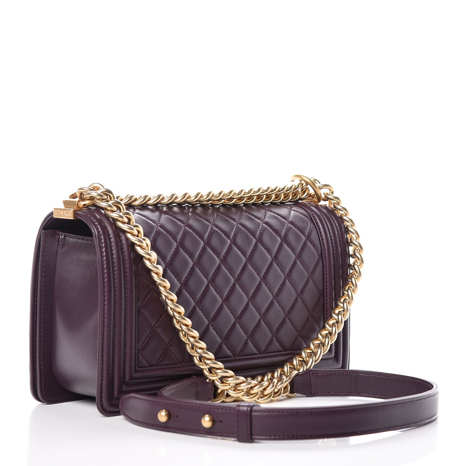 Chanel Lambskin Quilted Medium Boy Flap Dark Purple 3 of 11