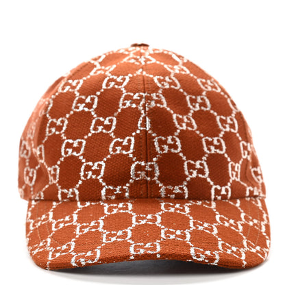 Gucci Canvas Lame GG Monogram Rush Baseball Hat M Burnt Orange Silver 3 of 9
