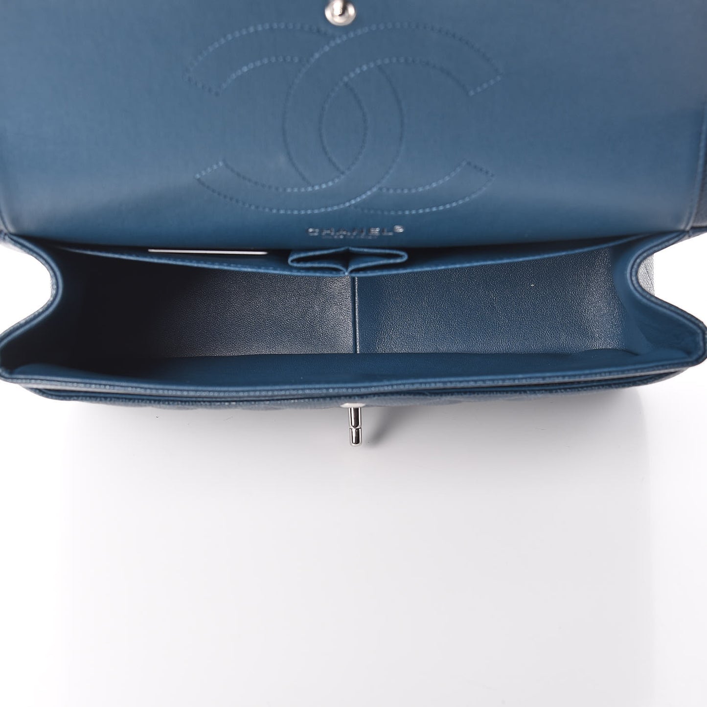Metallic Caviar Jumbo Double Flap Blue