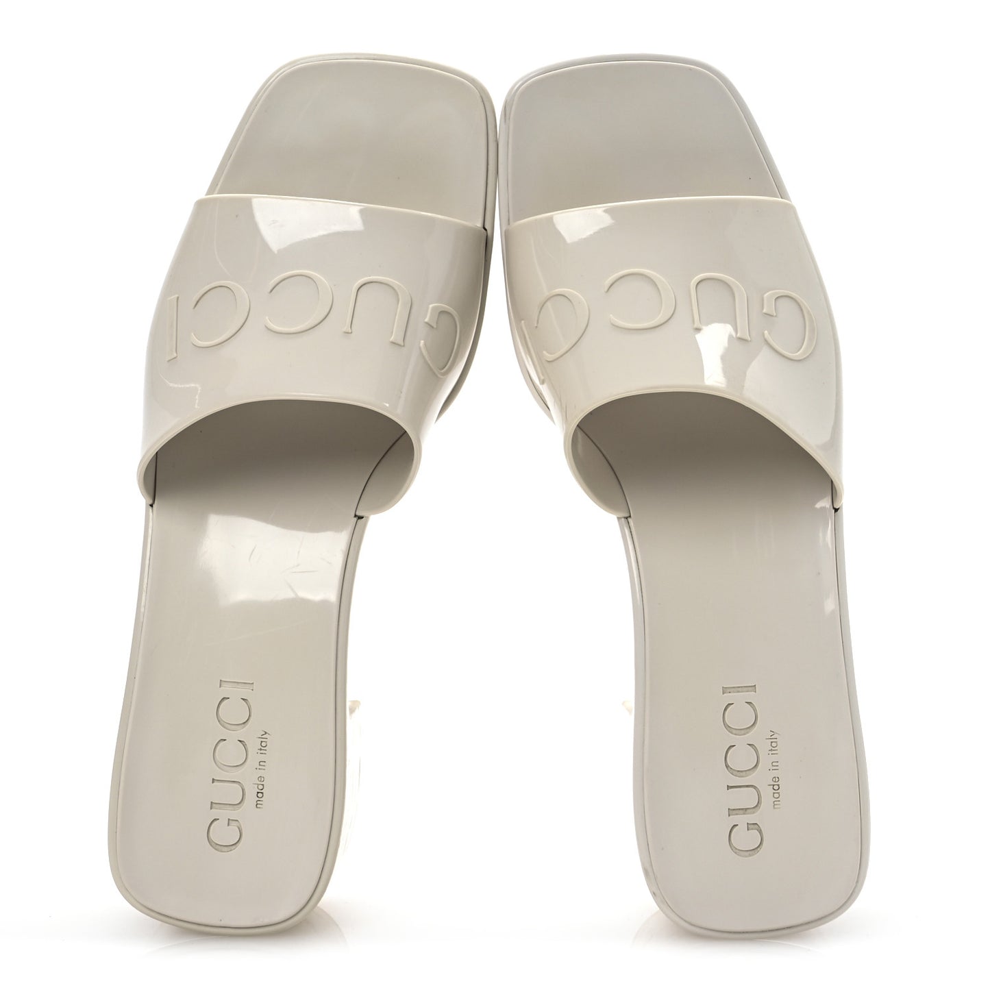 Rubber Gucci Logo Womens Platform 20/60mm Slide Sandals 35 Mystic White