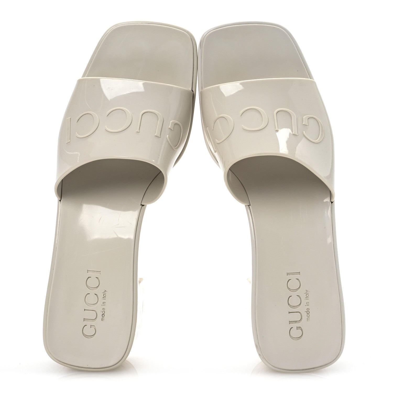 Gucci Rubber Gucci Logo Womens Platform 20/60mm Slide Sandals 35 Mystic White 2 of 14