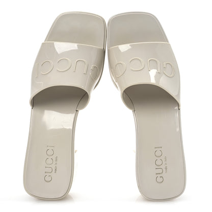 Gucci Rubber Gucci Logo Womens Platform 20/60mm Slide Sandals 35 Mystic White 2 of 14